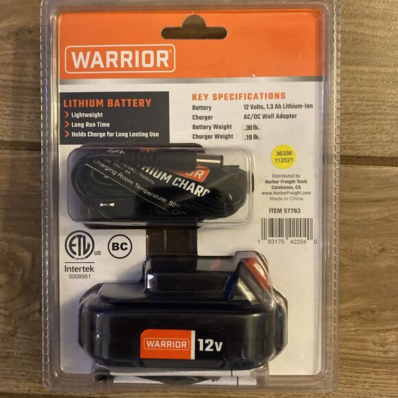 Warrior 12 Volt Lithium Ion Battery W/ Charger LED Status Indicator Lightweight - Picture 2 of 2